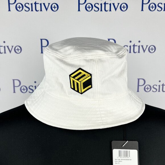 MCM White Cubic Logo Denim Jacquard Bucket Hat One Size - Picture 3 of 7
